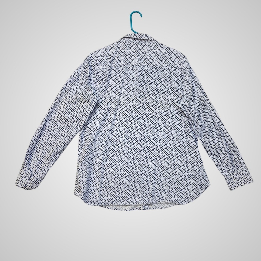 Gap Boyfriend Fit Shirt Womens XL White Blue Heart Dot Print Excellent Relaxed